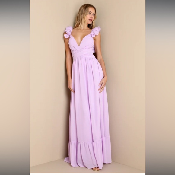 Lulus Dresses & Skirts - NWT- Soiree Celebration Purple Ruffled Lace-Up Dress